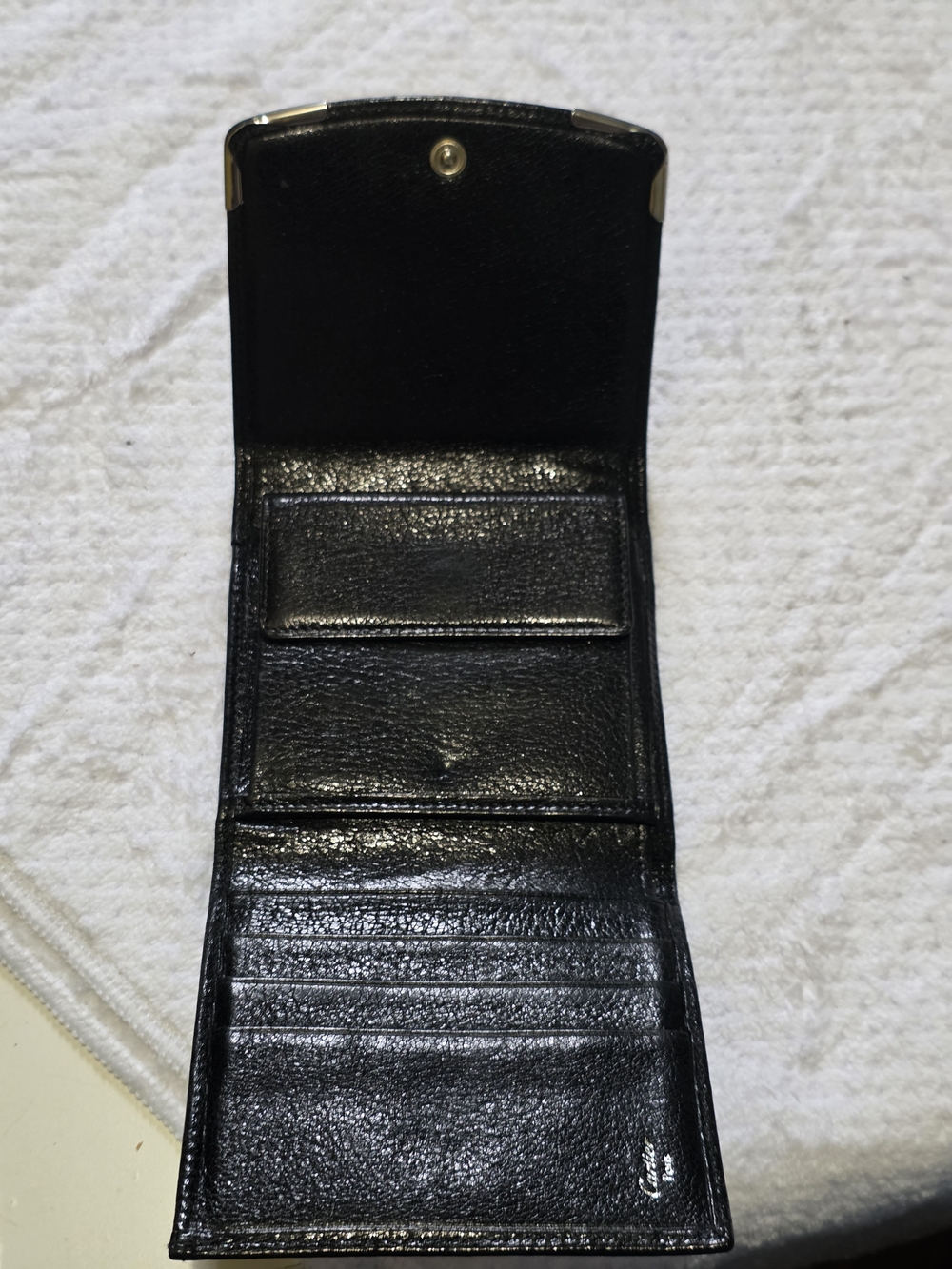 Cartier Black Leather Mens  Wallet with Silver Corner Accents Unisex - Picture 4 of 7